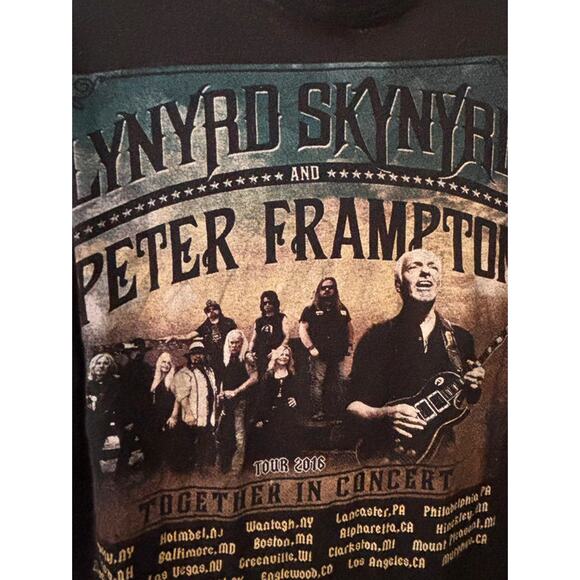 Bay Island Lynyrd Skynyrd Black T-Shirt Band and Frampton Graphics Unisex L - Picture 4 of 8